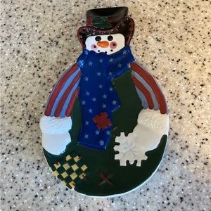 Vintage 1998 Mother Browns Snowman Spoon Rest